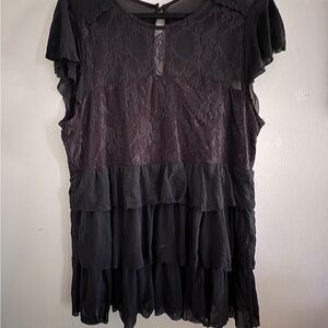 Torrid Black Lace Ruffle Blouse